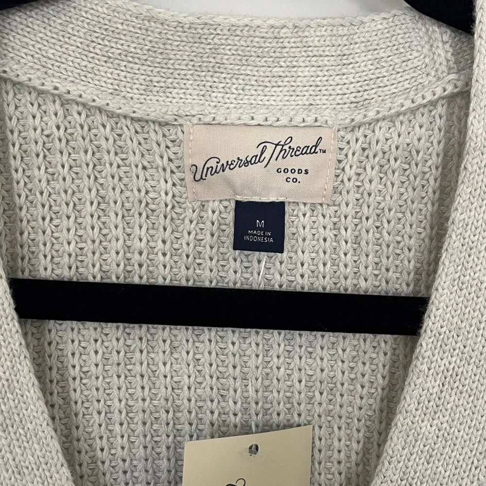 Universal Thread Cream V-Neck Knit Button-Front Sweater Vest - Picture 2 of 3